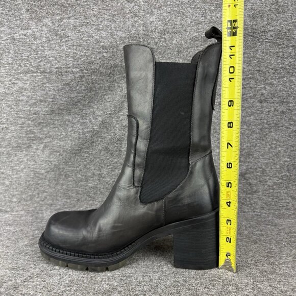 ✅Emanuele Crasto Boots Women's 39/8.5 Chunky Heel Mid Calf Grey Pull On Leather - Picture 11 of 11